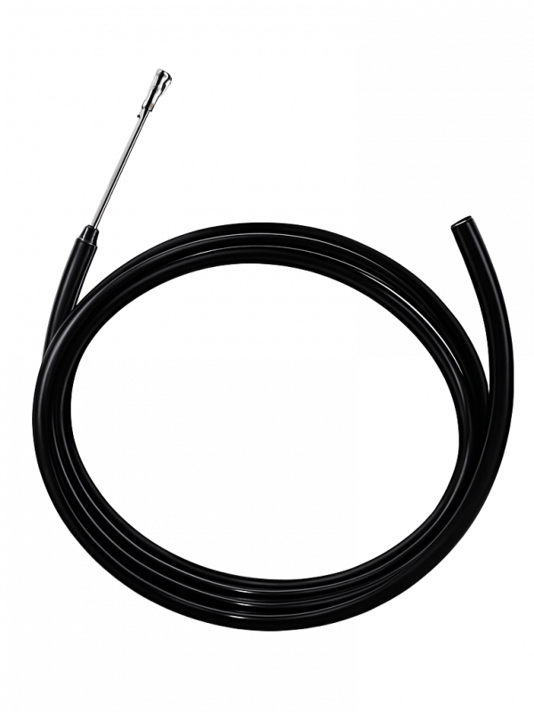 Hard pipe siphon adapter with roller tip for refueling stoves from anti-theft gas tanks.