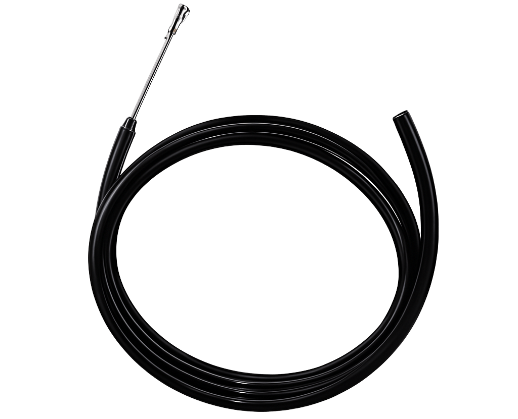 Hard pipe siphon adapter with roller tip for refueling stoves from anti-theft gas tanks.